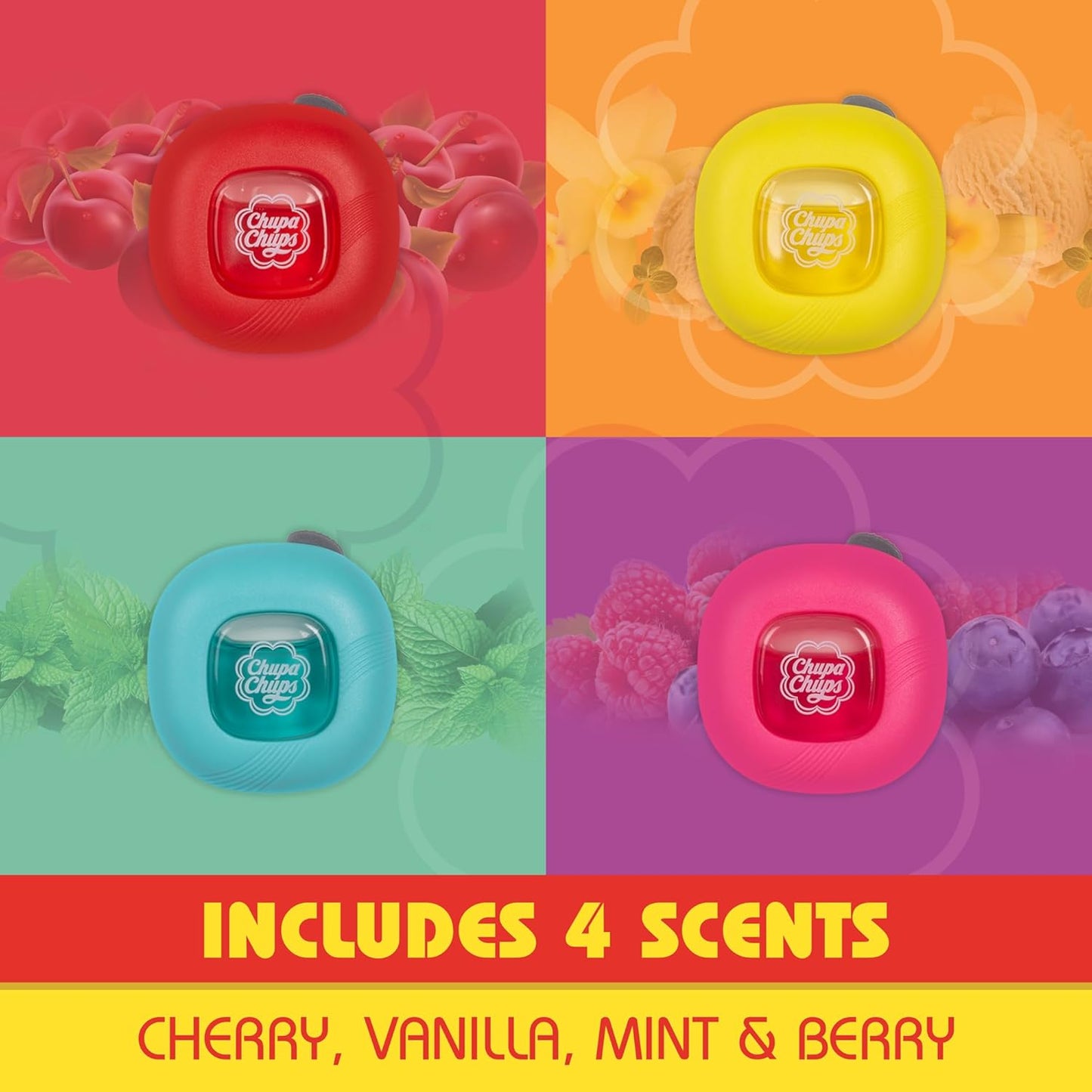 Chupa Chups - 4 Assorted Vent Clip Scents